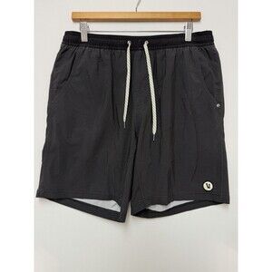 Vuori Kore Shorts Mens Large Black Striped Lined Athletic 8” Training Workout